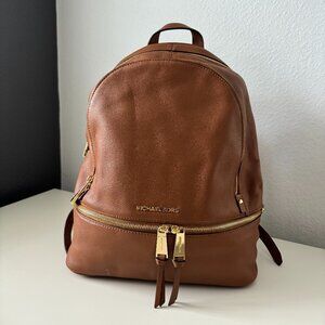 Michael Kors Rhea Leather Backpack in Cognac